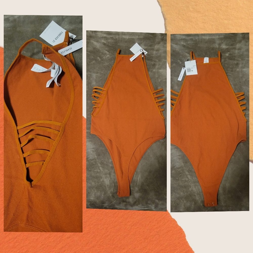 Forever 21 rust cutout bodysuit